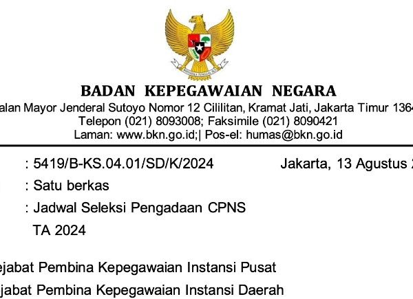 Jadwal Seleksi Pengadaan CPNS TA 2024